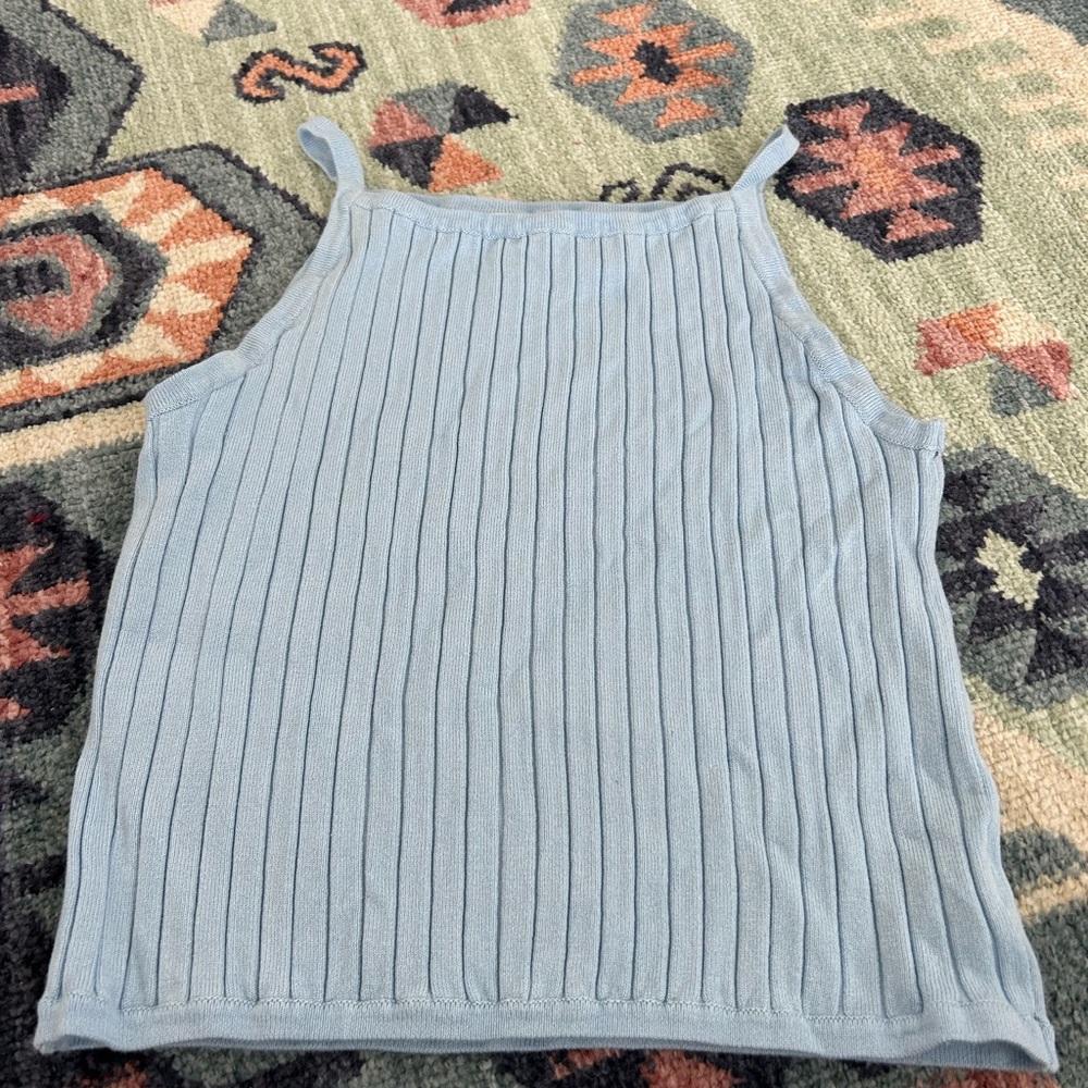 H&M Girls Sky Blue Ribbed Tank Size 12/14